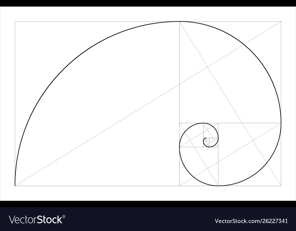 Golden ratio geometric concept fibonacci spiral