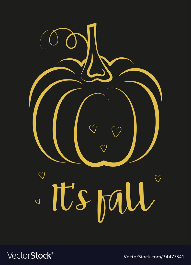 Halloween card with pumpkin isolated on black