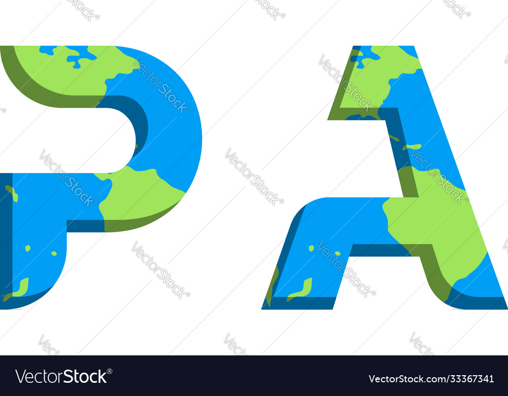 Initial pa logo design with world map style