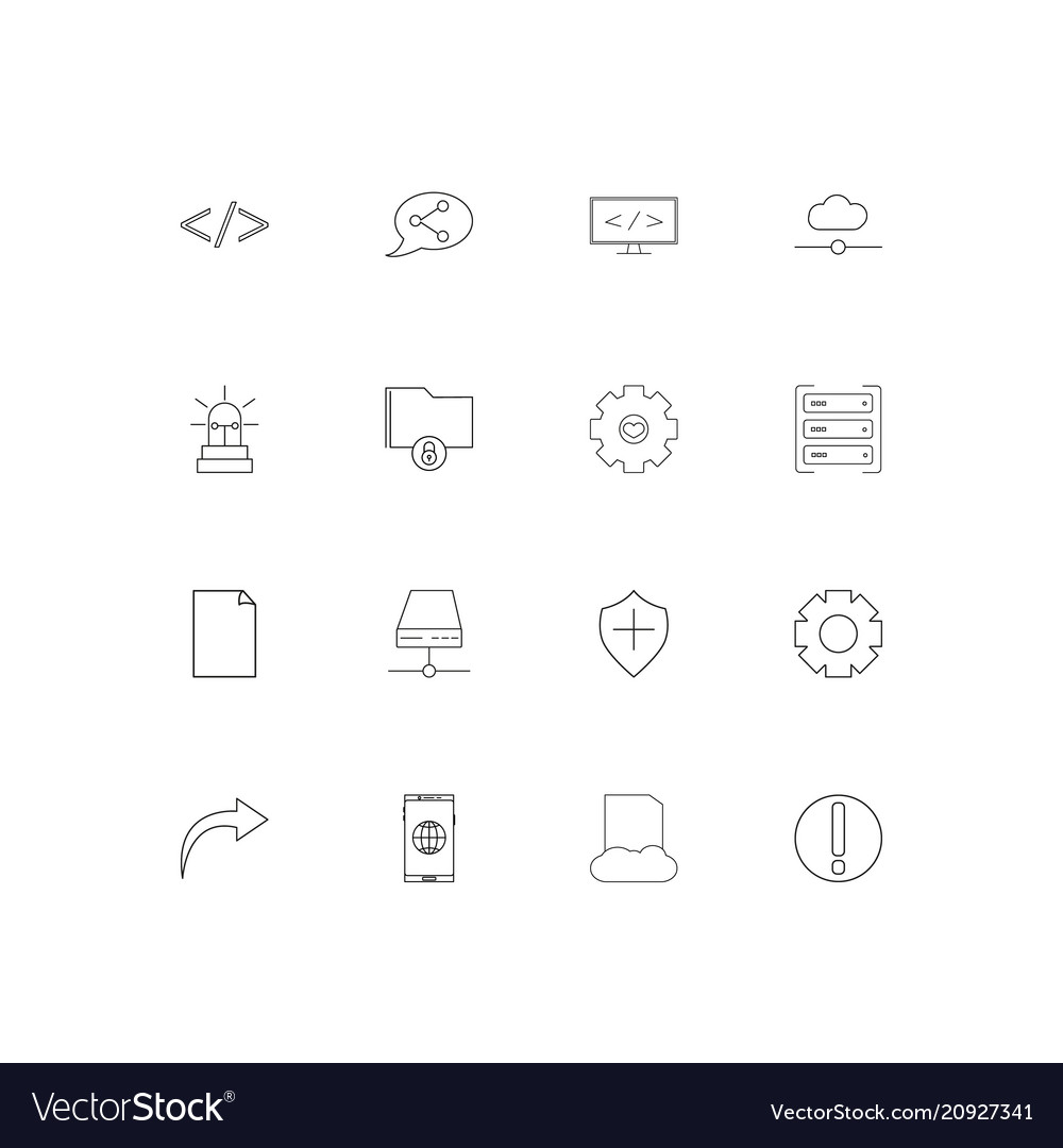 Internet technologies linear thin icons set vector image Internet technologies linear thin icons set
