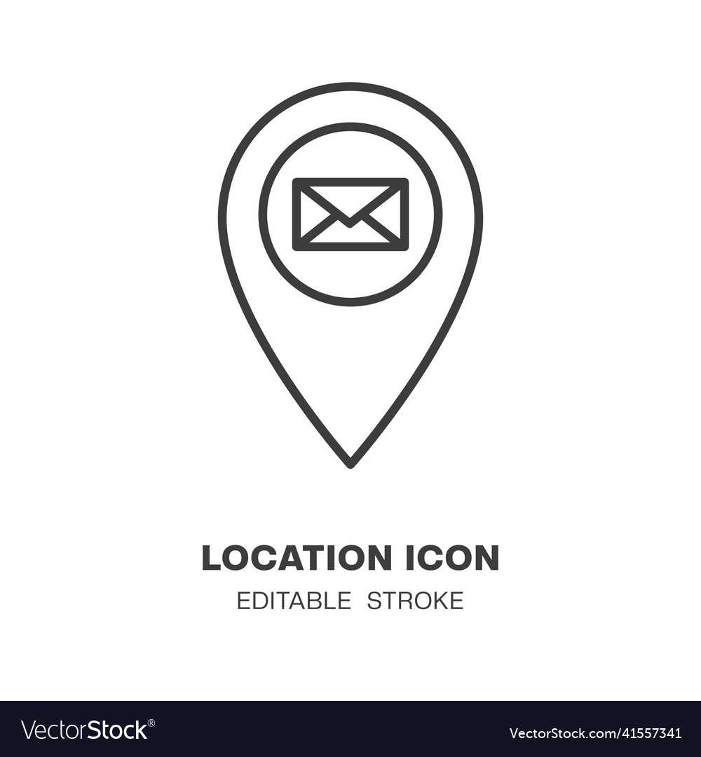 Location icon with envelope navigation line vector image Location icon with envelope navigation line