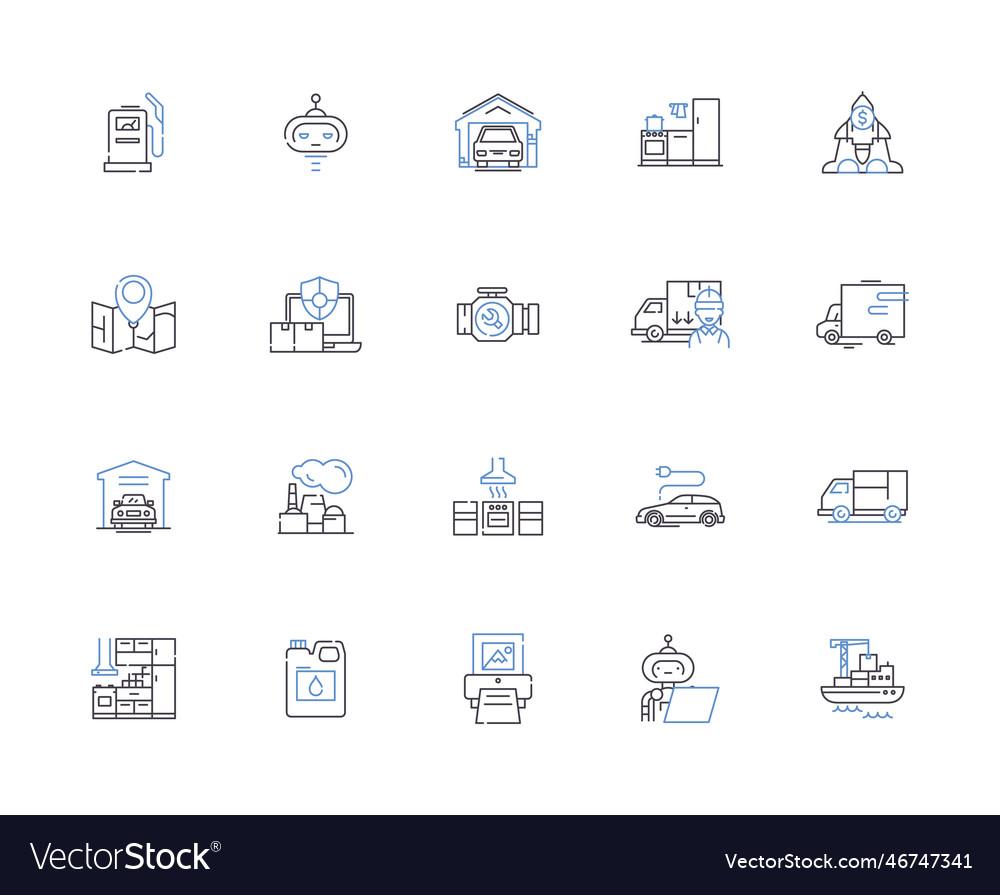 Machines outline icons collection robots Vector Image Machines outline icons collection robots