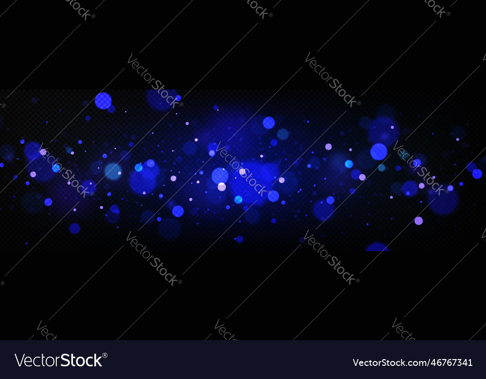 Realistic blue bokeh light effect on transparent Vector Image