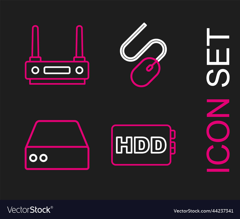 Set line hard disk drive hdd server data web vector image Set line hard disk drive hdd server data web