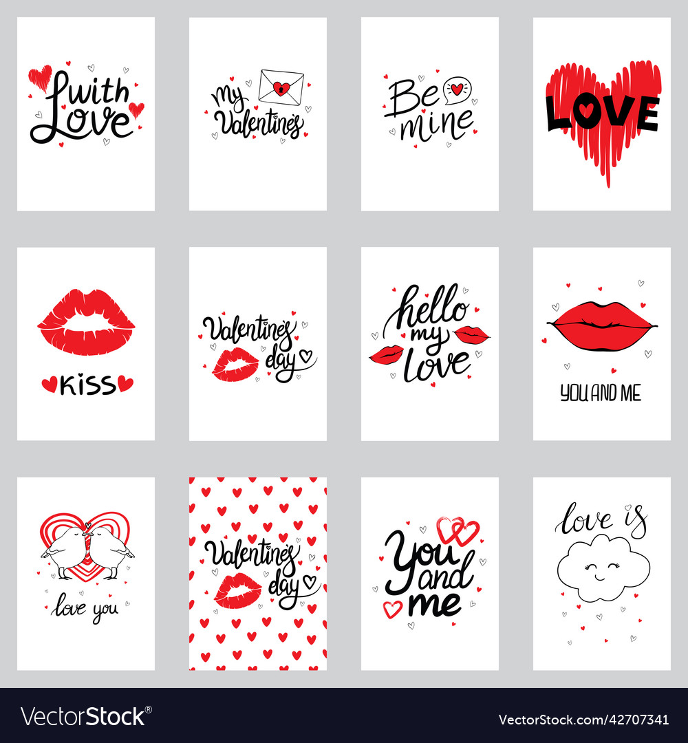 Set of greeting cards for valentines day Vector Image