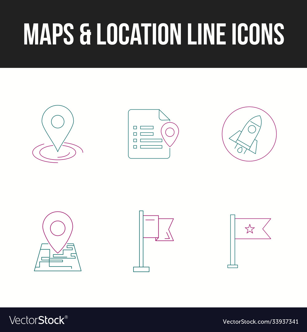 Unique icon set maps location line icons