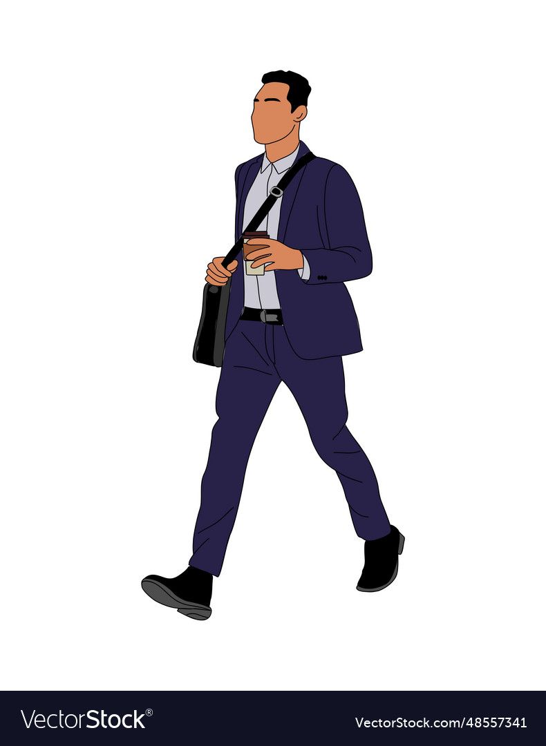 Young business man walking side view Royalty Free Vector