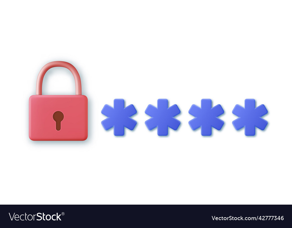 3d password protected icon vector image 3d password protected icon