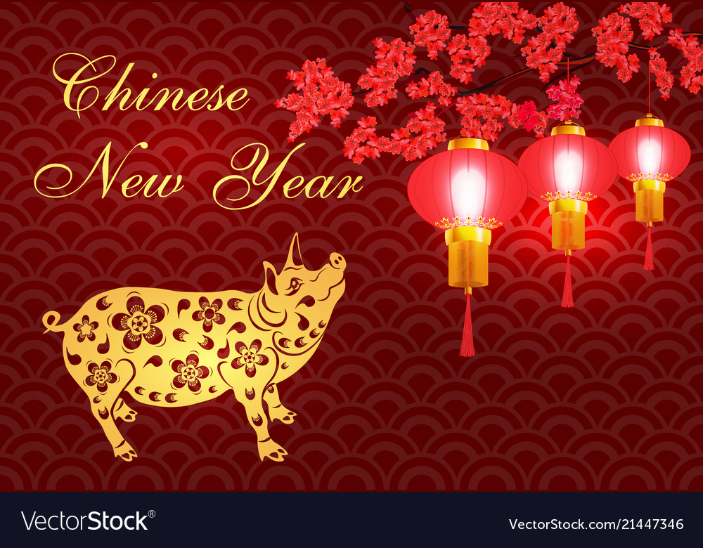 Chinese New Year Pig Zodiac Greeting Card