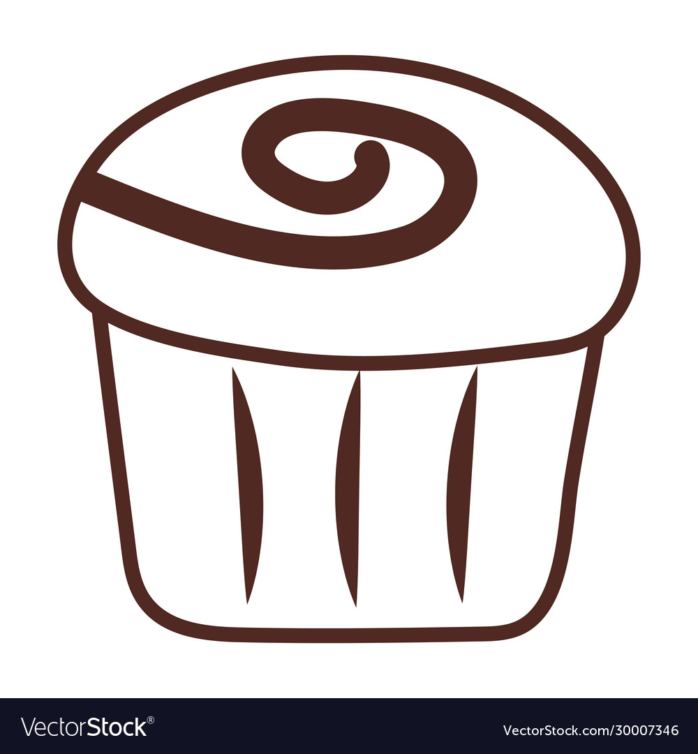 Delicious cupcake line style icon