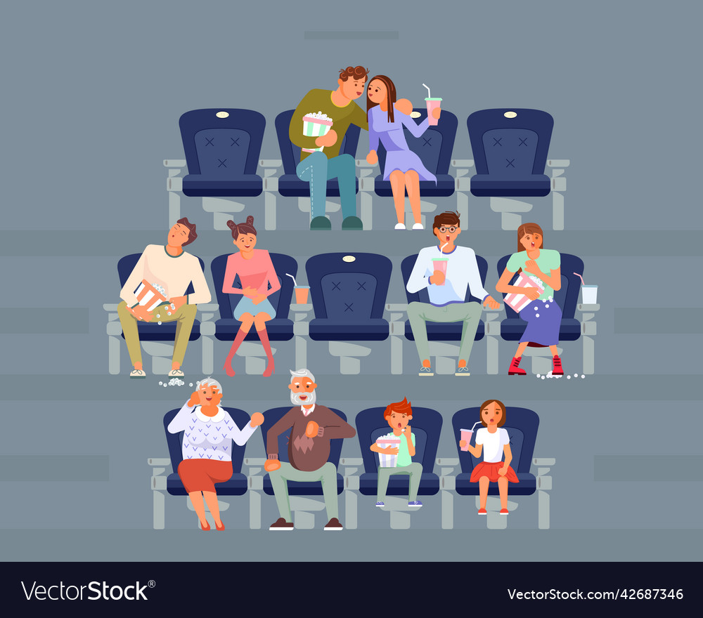 Different people sitting in cinema hall