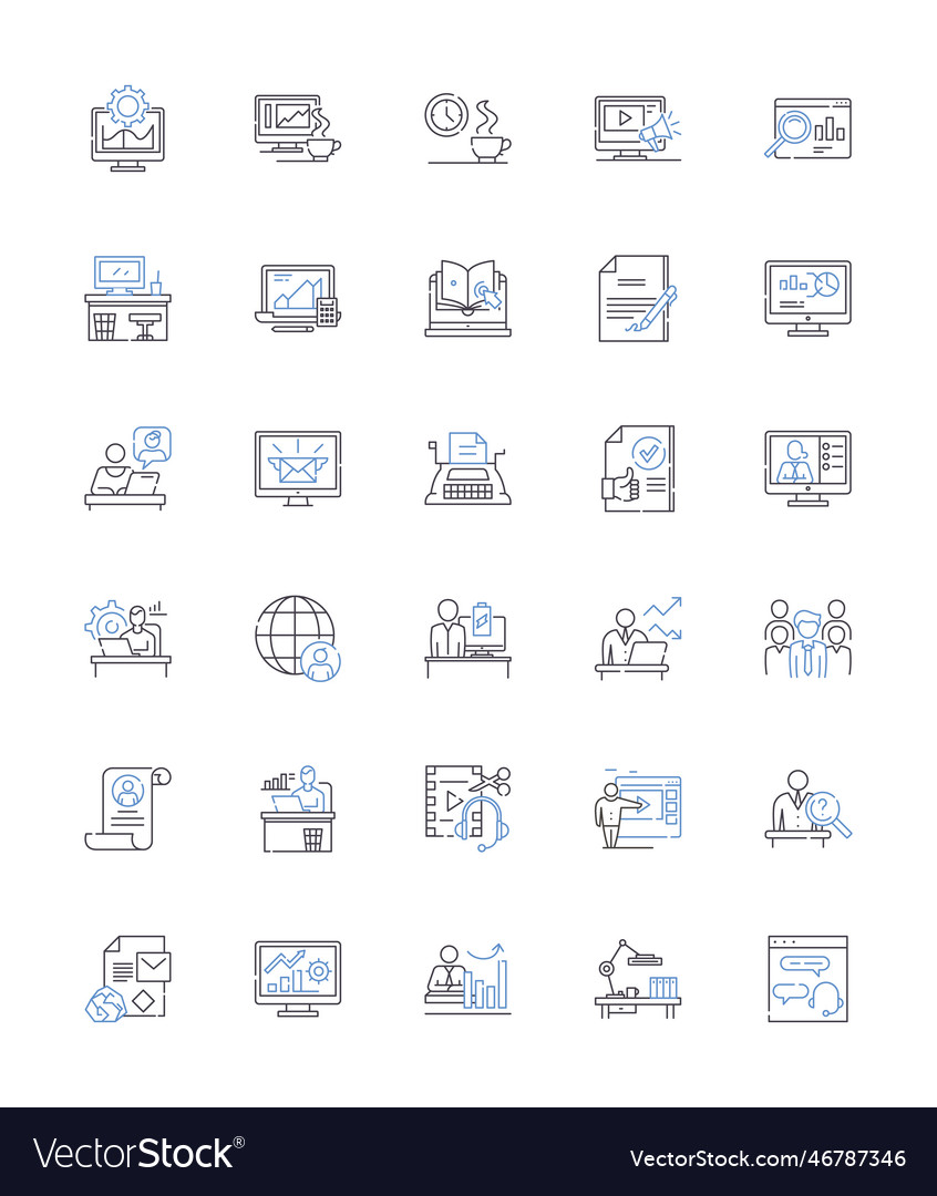 Efficiency and productivity line icons collection vector image Efficiency and productivity line icons collection