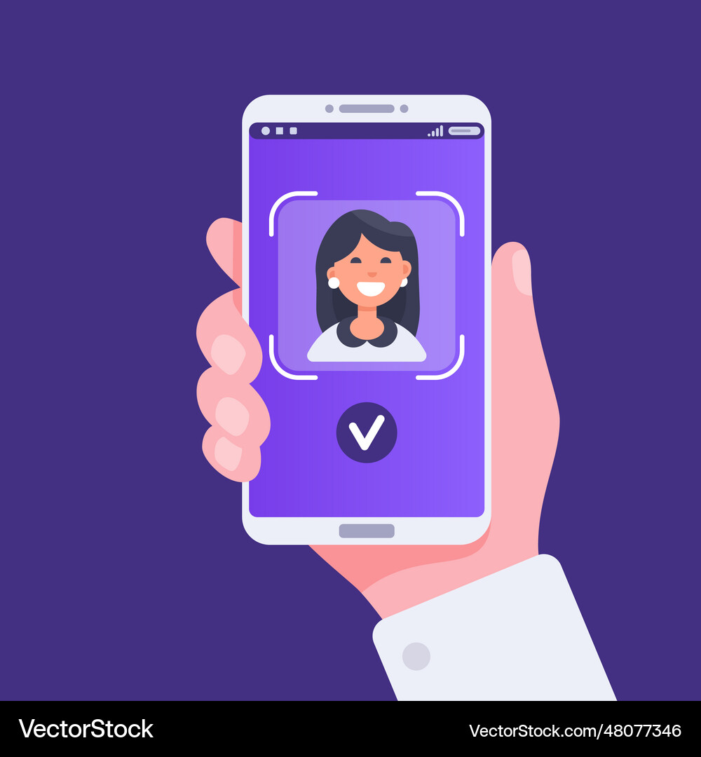 Face recognition biometric identification Vector Image