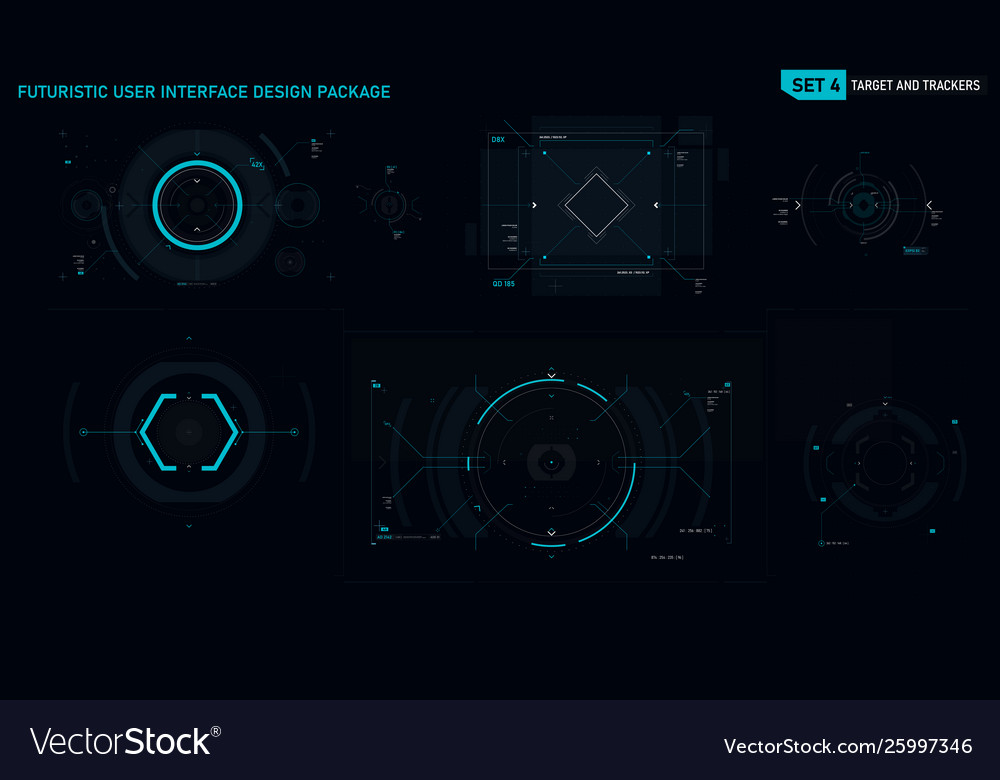 Futuristic user interface design element set 04 Vector Image