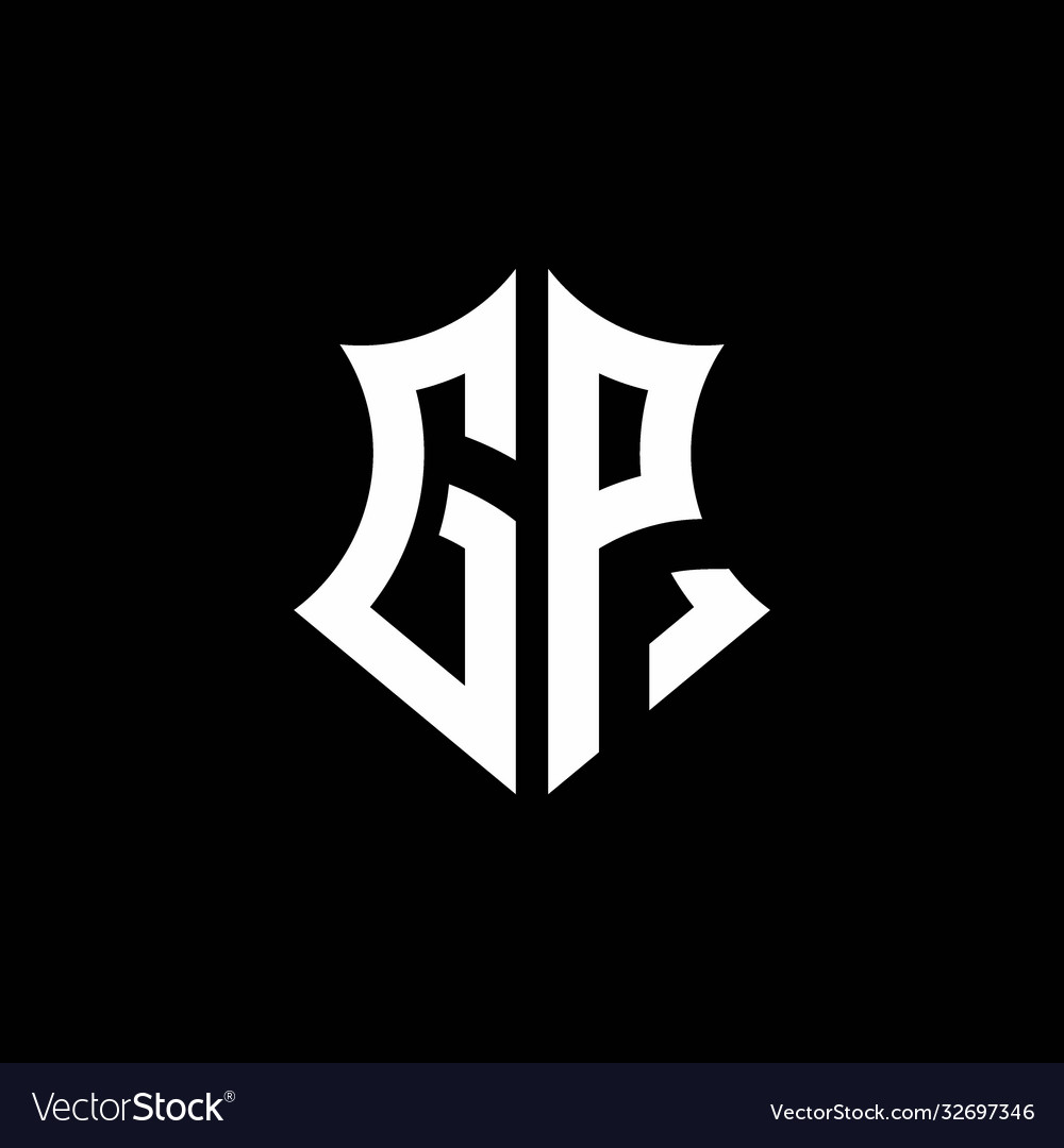 Gp monogram logo with a sharp shield style