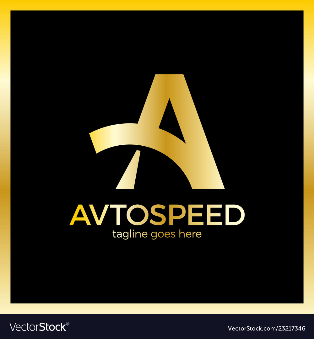 Letter a logo - auto speed luxury royal gold metal