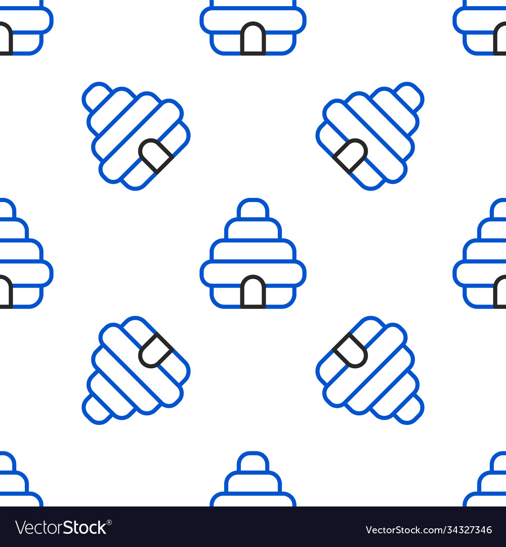 Line hive for bees icon isolated seamless pattern vector image Line hive for bees icon isolated seamless pattern