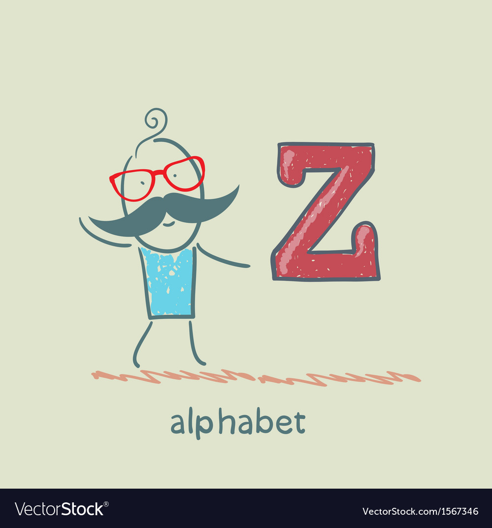 Man standing with a letter of the alphabet
