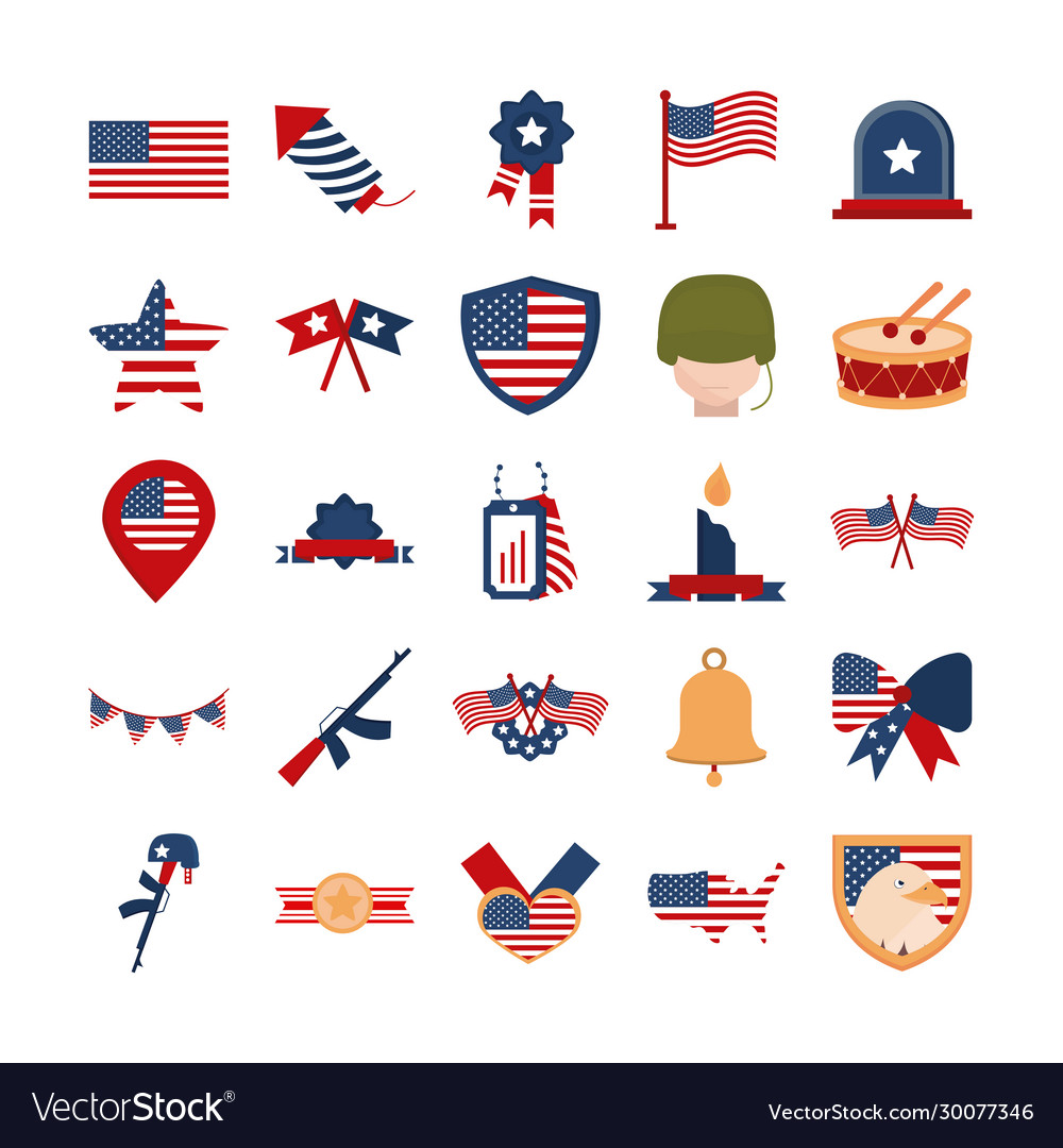 Memorial day american national celebration icons Vector Image