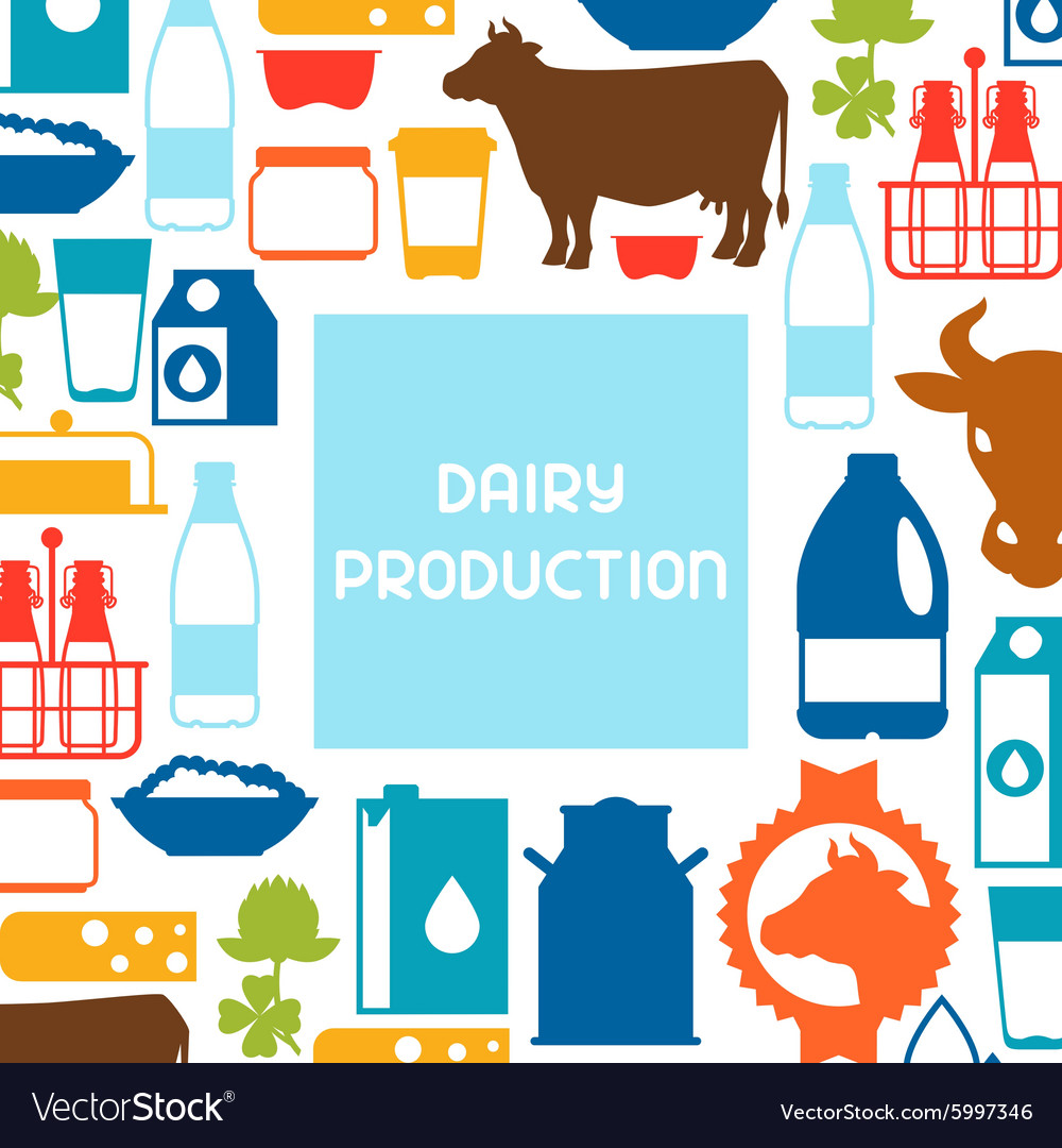 Milk background with dairy products and objects