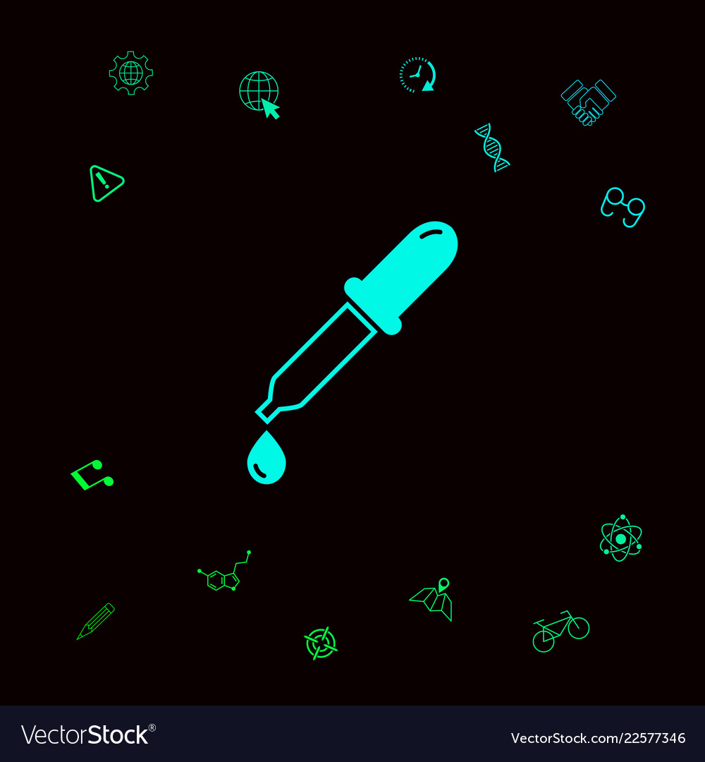 Pipette icon with drop graphic elements vector image Pipette icon with drop graphic elements