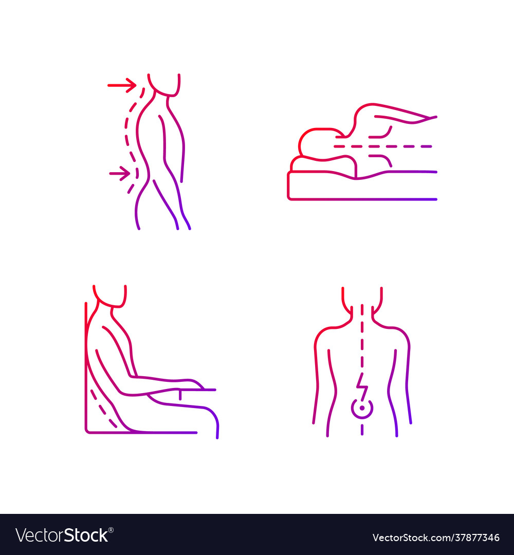 Postural dysfunction gradient linear icons set vector image Postural dysfunction gradient linear icons set