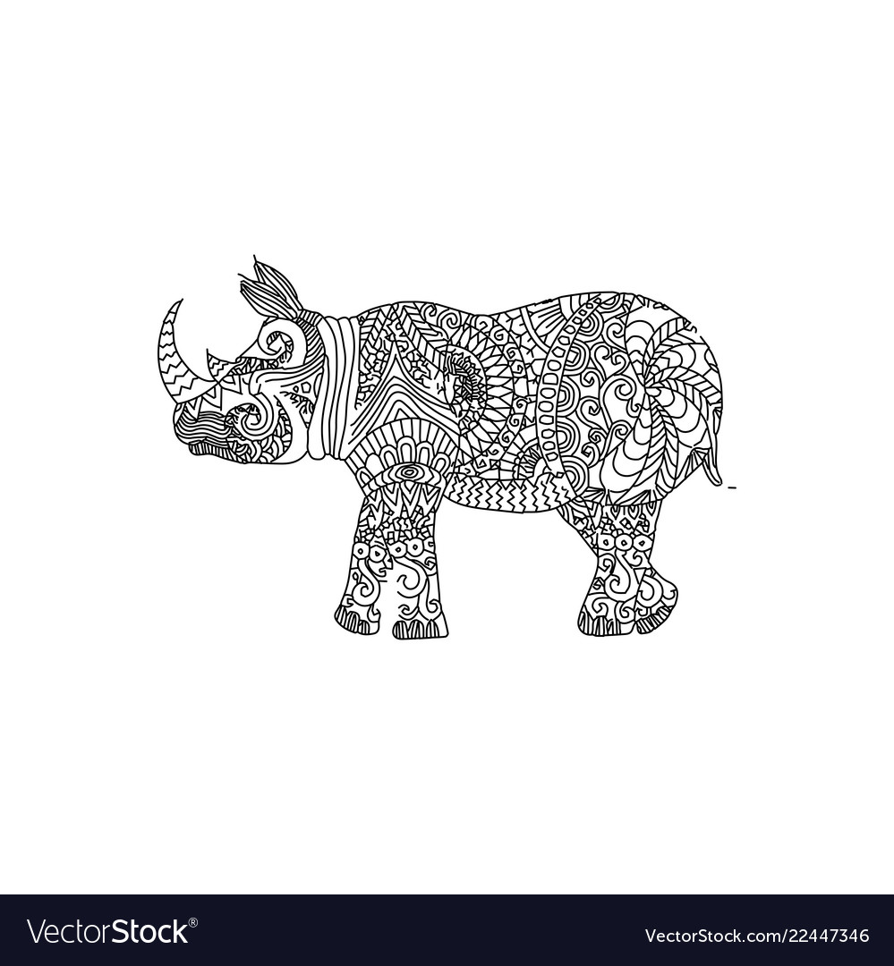 Rhino Animal Ornament Royalty Free Vector Image