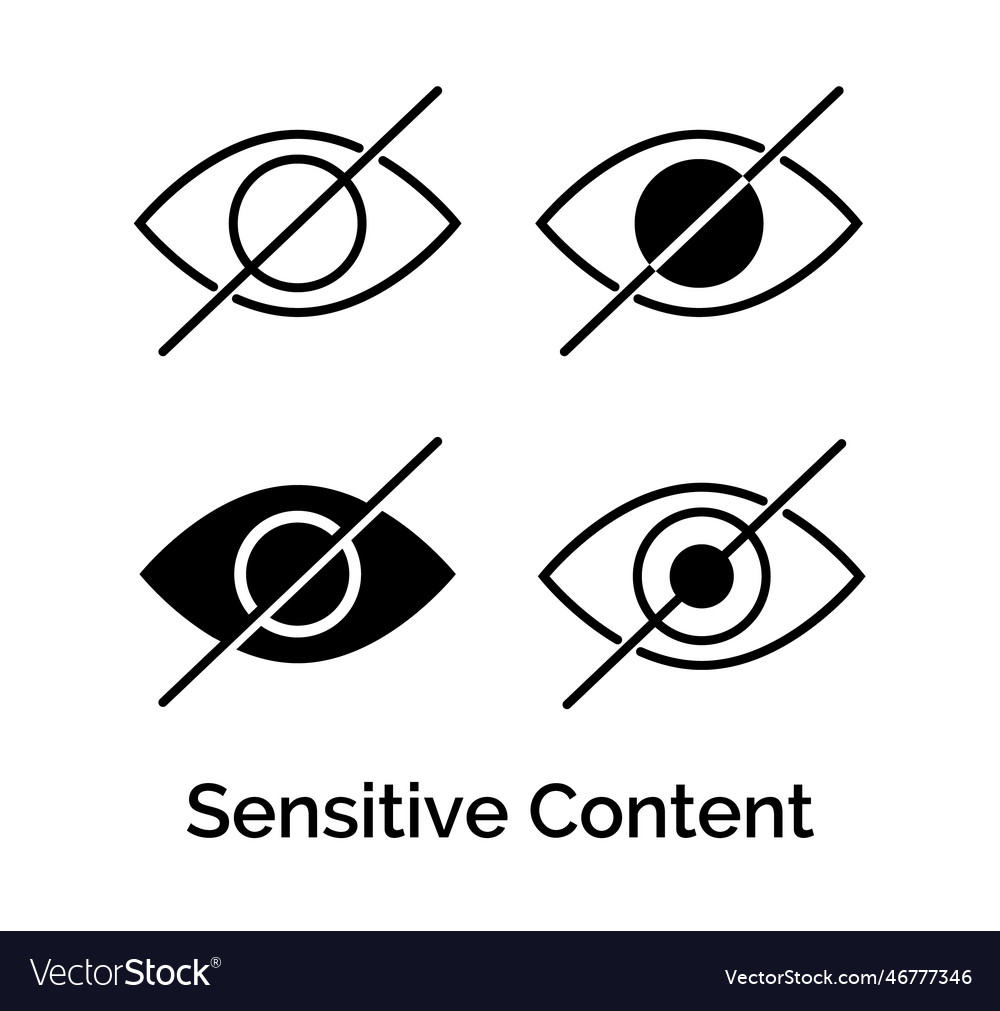 Sensitive content warning icon eye Royalty Free Vector Image