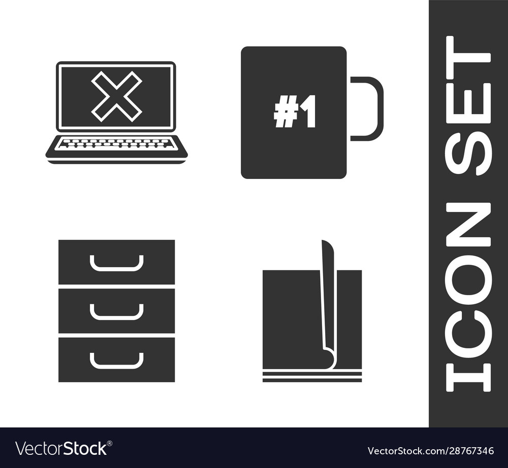 Set file document laptop and cross mark on screen vector image Set file document laptop and cross mark on screen
