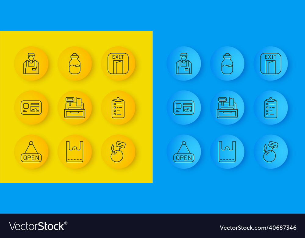 Set line hanging sign with open identification Vector Image Set line hanging sign with open identification