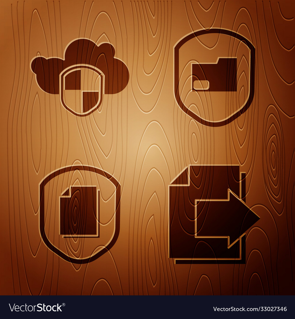 Set next page arrow cloud and shield document vector image Set next page arrow cloud and shield document