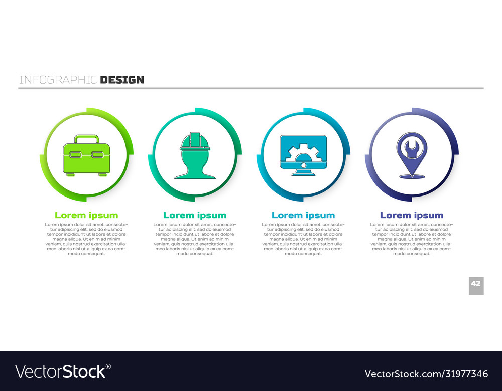 Set toolbox worker safety helmet computer vector image Set toolbox worker safety helmet computer