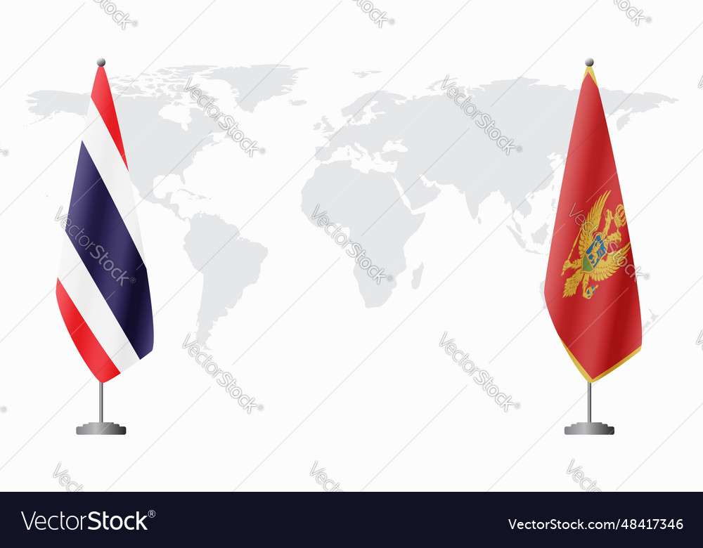 Thailand and montenegro flags for official meeting