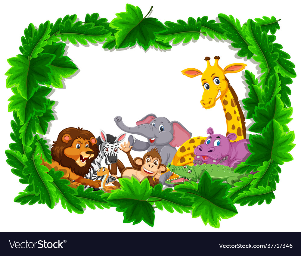 Wildtieregruppe im Waldrahmen vector image Wildtieregruppe im Waldrahmen