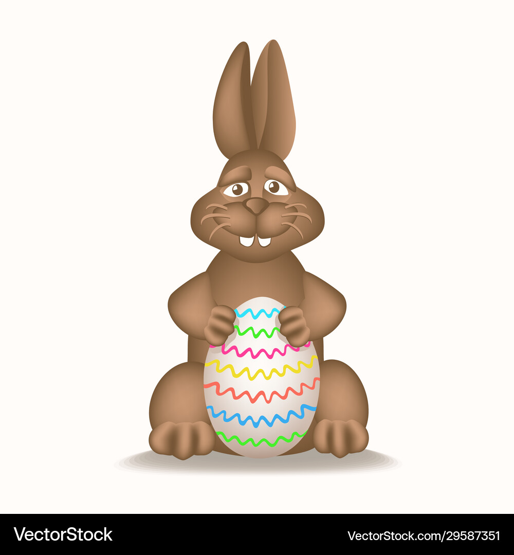 Chocolate easter bunny rabbit and easter eggs Vector Image