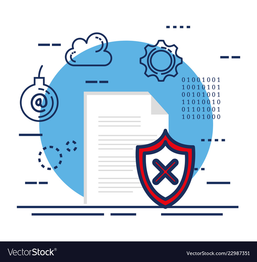Data center security with document vector image Data center security with document