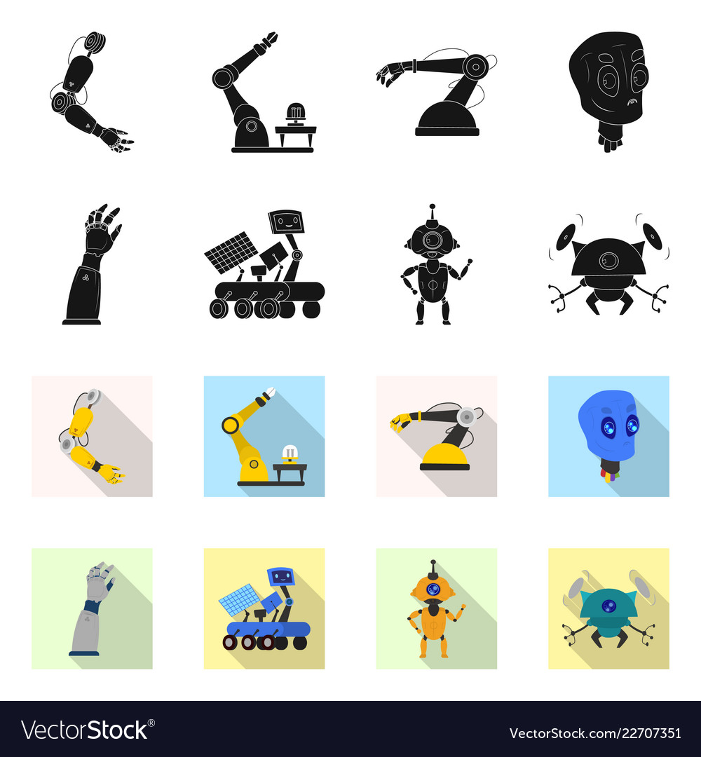 Design of robot and factory sign vector image Design of robot and factory sign