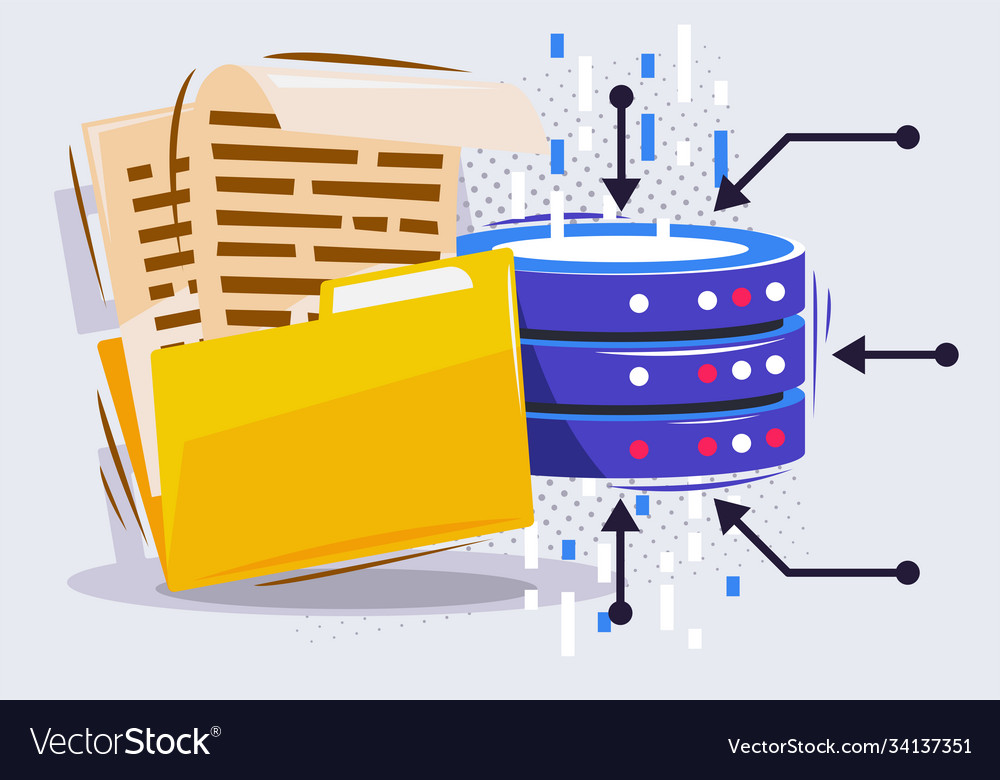 File storage on a server disk vector image File storage on a server disk