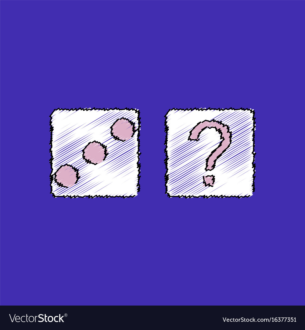 Flat shading style icon dice and question mark