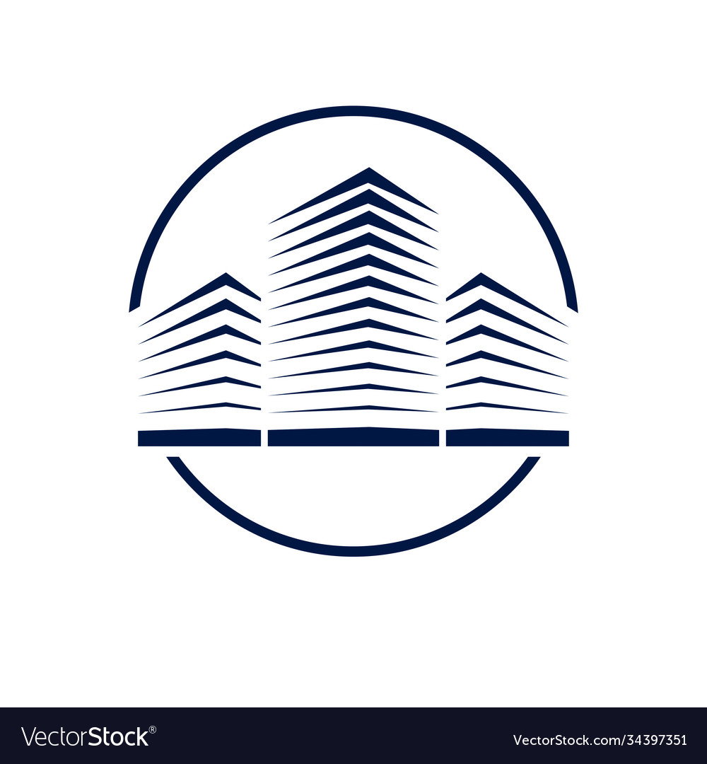 Futuristic building round shape icon or logo