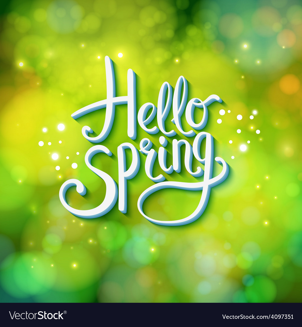 Hello spring sparkling green card design