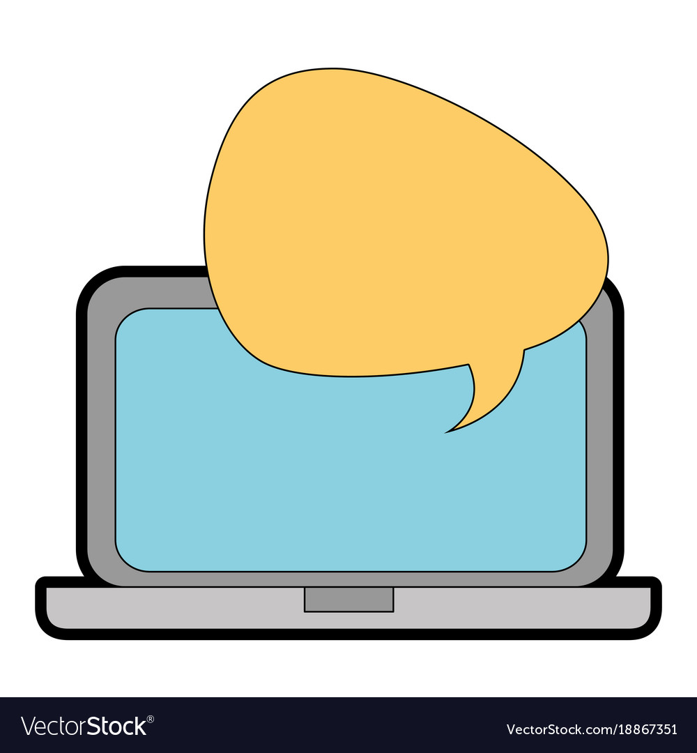 Laptop computer with speech bubble