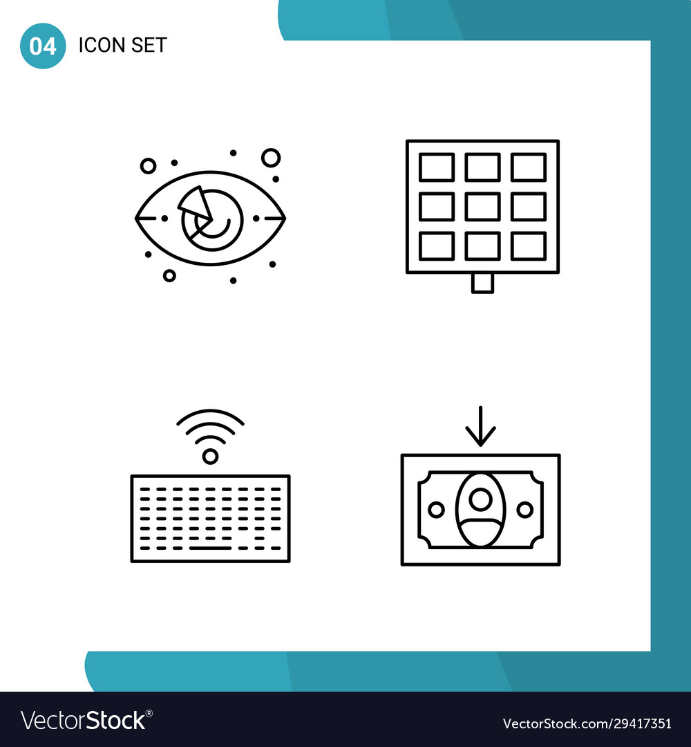 Pack 4 outline symbols line style icon set Vector Image Pack 4 outline symbols line style icon set