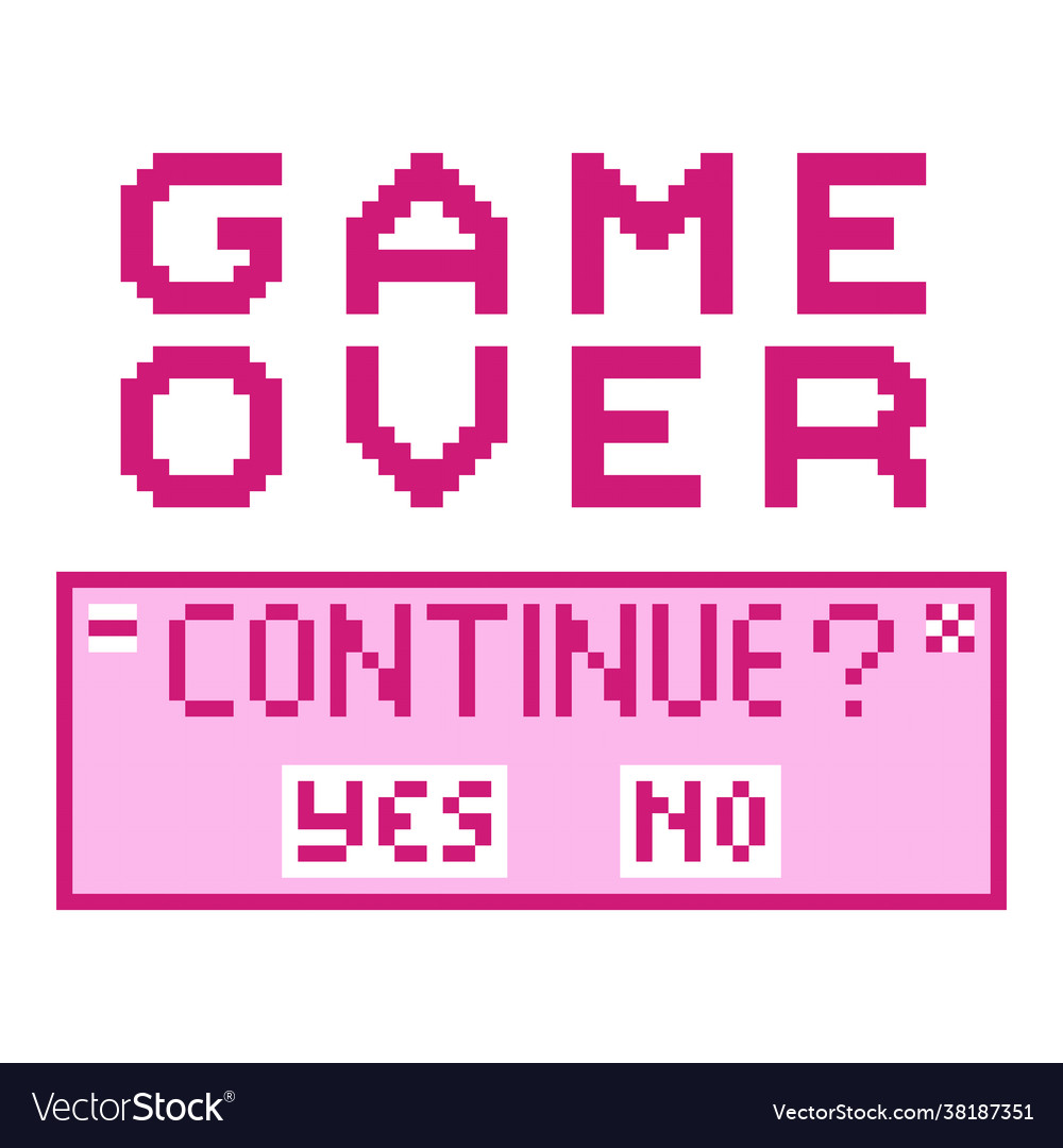 Pixel Game Over & Continue Text