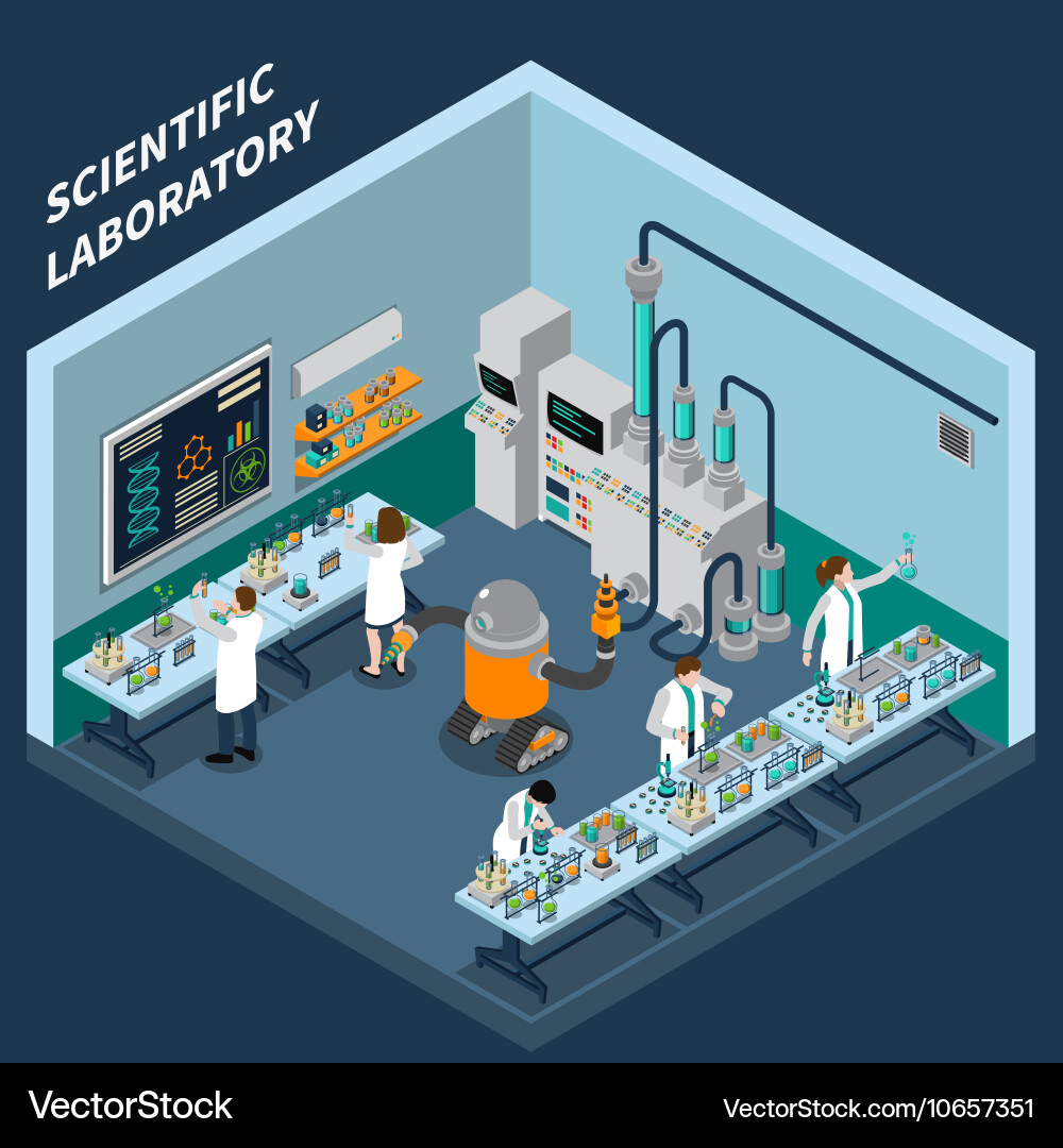 Science isometric concept Royalty Free Vector Image