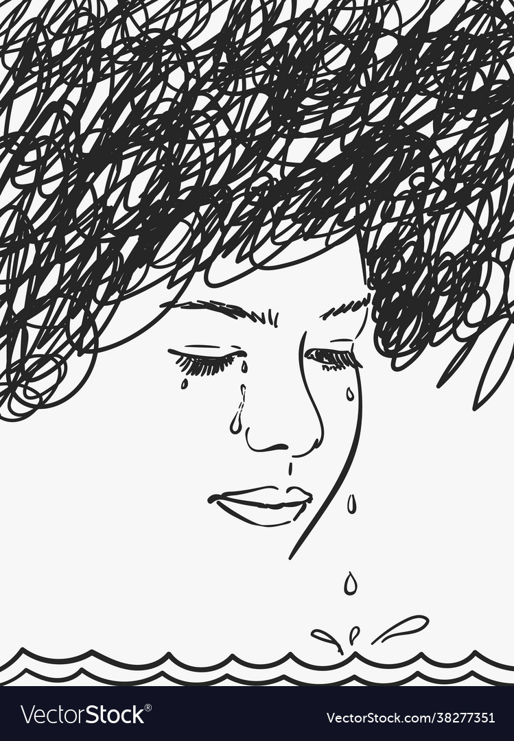 Sea tears dripping from eyes depressed vector image Sea tears dripping from eyes depressed