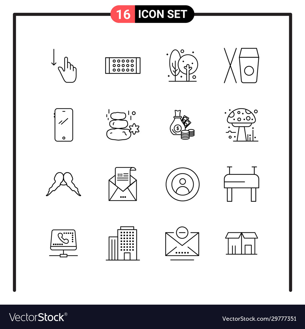 Set 16 line style icons for web and mobile