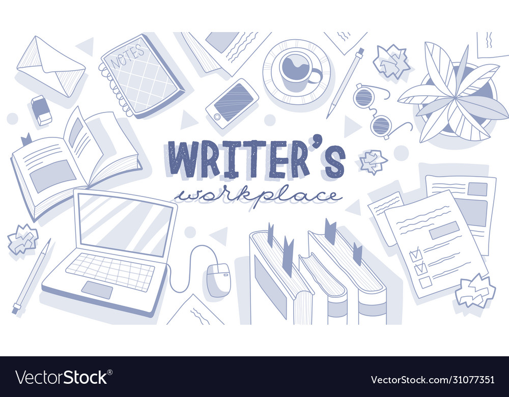 Writer s workplace concept with centre text