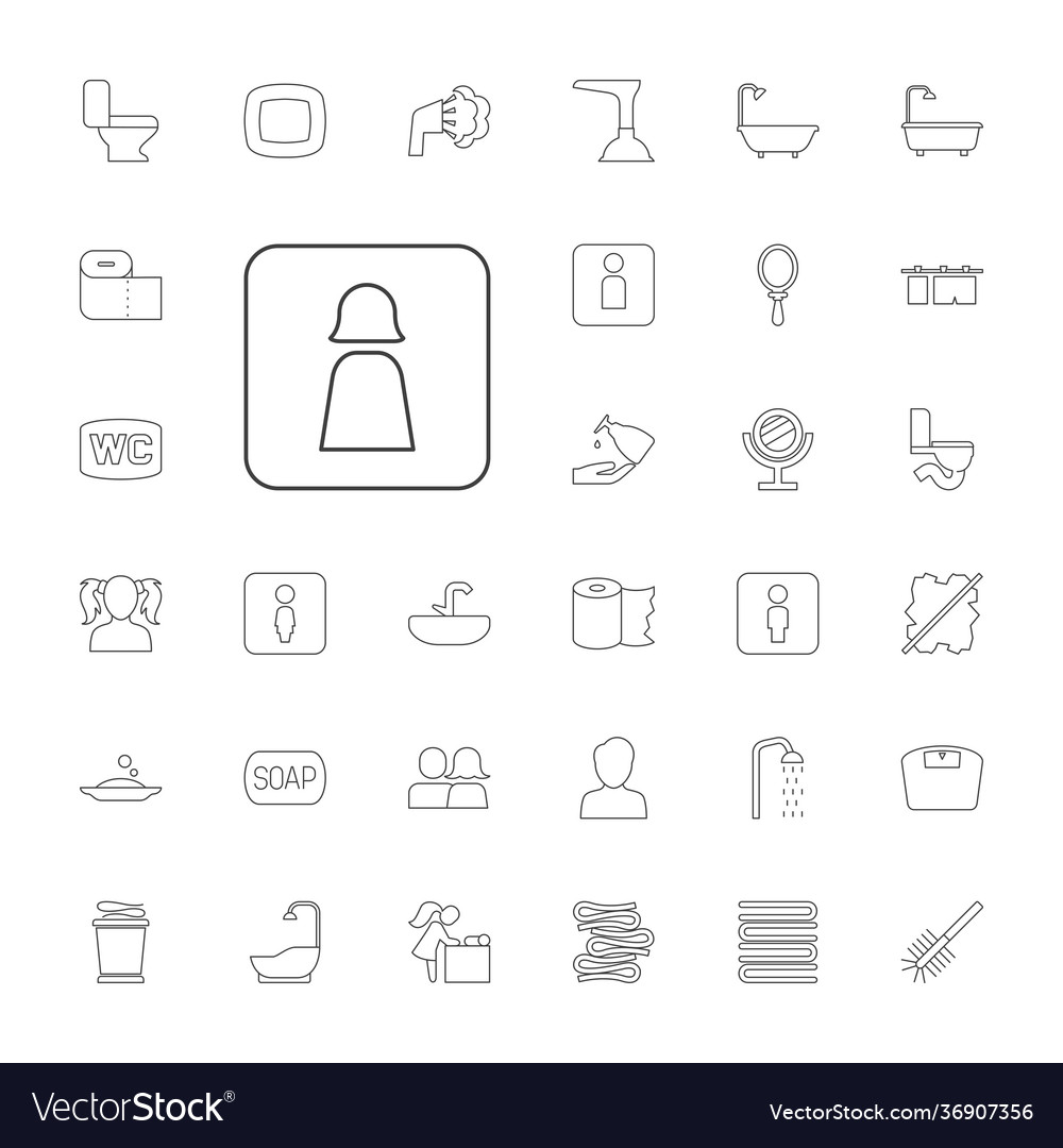 33 bathroom icons Royalty Free Vector Image - VectorStock