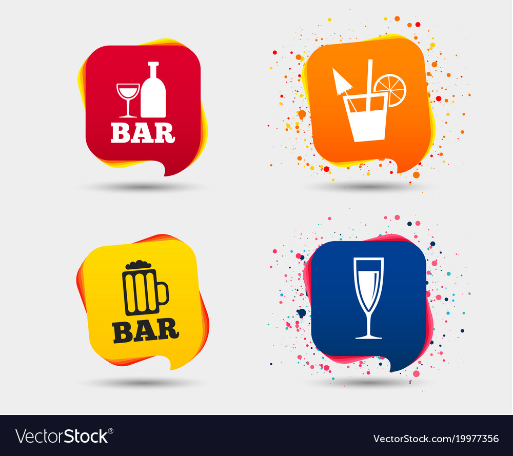 Bar or pub icons glass of beer and champagne